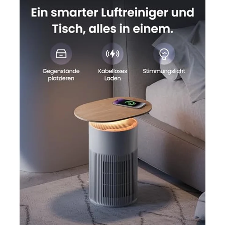 SwitchBot Luftreiniger mit App-Steuerung und Nachtlicht, CADR 400m³/h HEPA-Filter entfernt 99,97% Schimmel Staub Pollen (Luftreiniger Tisch) – Bild 3