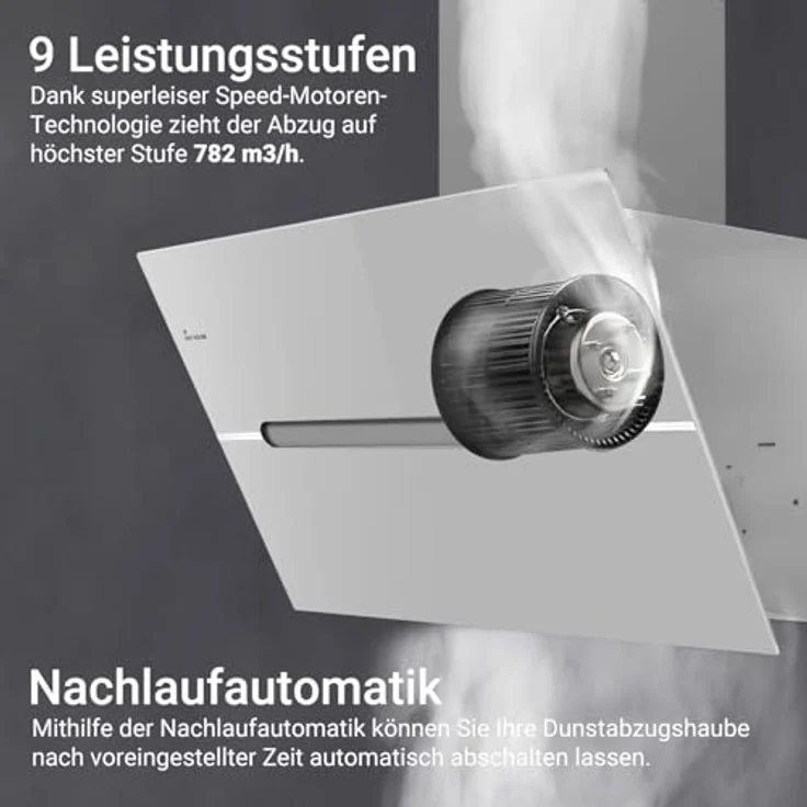 KKT KOLBE Dunstabzugshaube ECCO9005WM, 90 cm, 782 cbm/h, kopffrei, Wandhaube, Weiß Glas, Smart WiFi App, RGBW-LED-Beleuchtung, energieeffizient A+++ – Bild 5