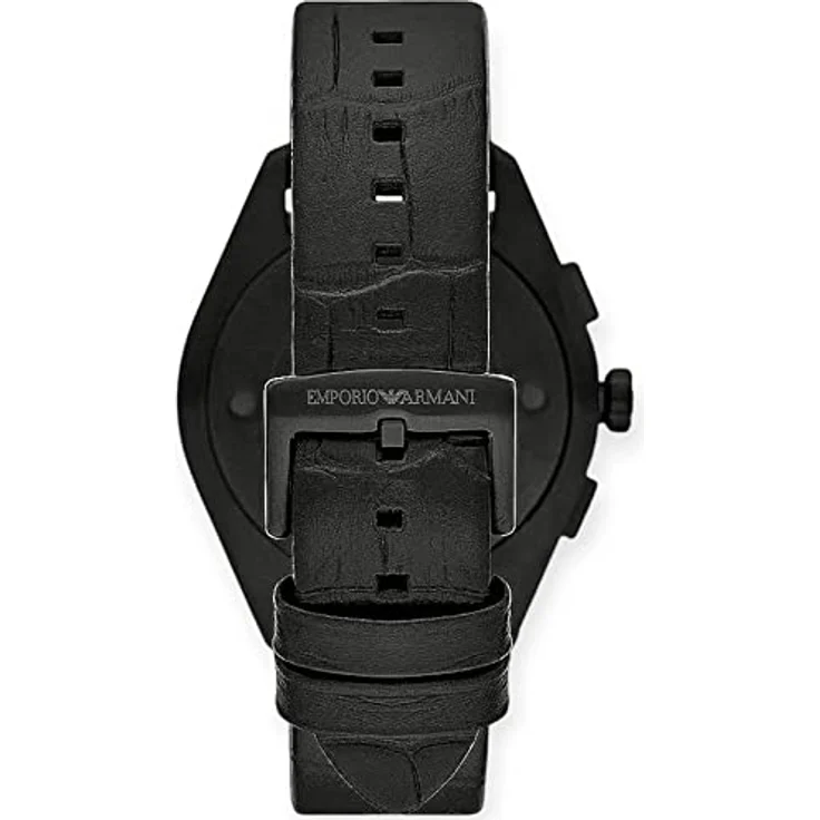 Emporio Armani Herrenuhr Chronograph AR11483, 43mm Edelstahlgehäuse, ProPlanet Lederarmband, schwarz – Bild 2