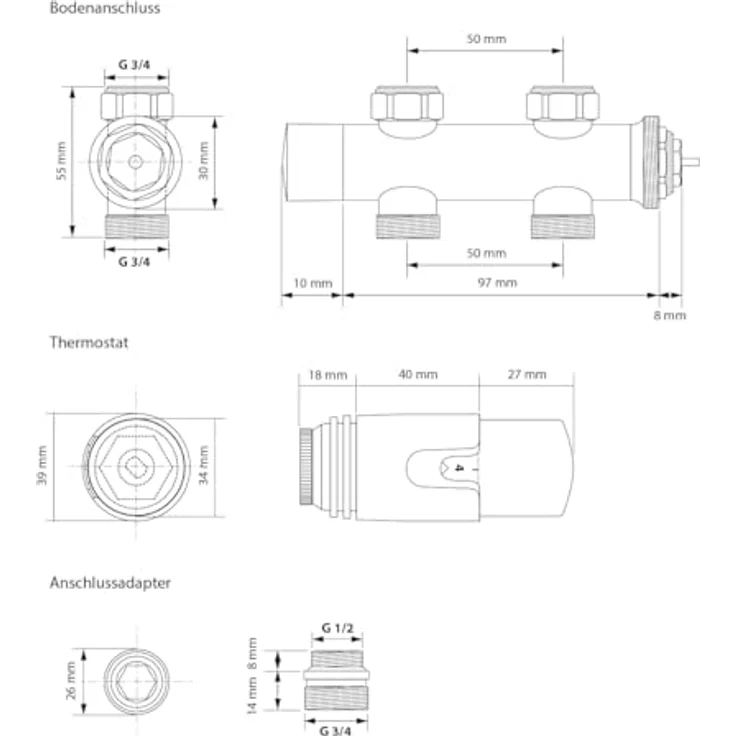 LuxeBath Badheizkörper 300x1400 mm, Chrom, mit Gerade Anschlussgarnitur und Durchgangsausführung – Bild 9