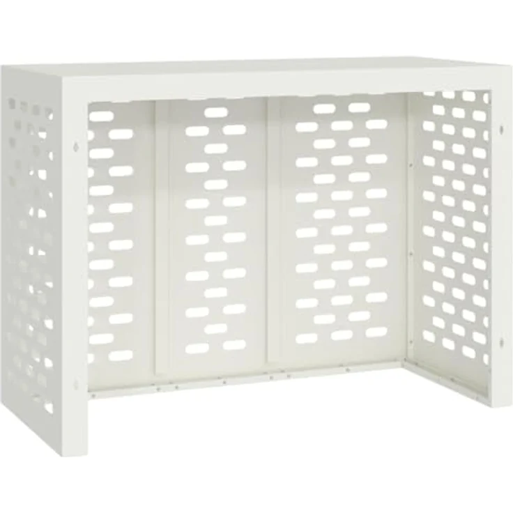 vidaXL Klimaanlagenabdeckung Weiß, wetterfest, 110 x 50 x 80 cm, Stahl, modernes Design – Bild 9