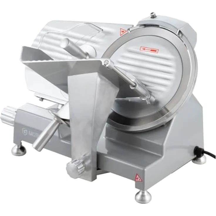 GastroHero Aufschnittmaschine ASM 250 mm, Schrägschneider mit gehärtetem Messer, einstellbare Schnittstärke 0,2-12 mm, max. Schnitthöhe 170 mm – Bild 2