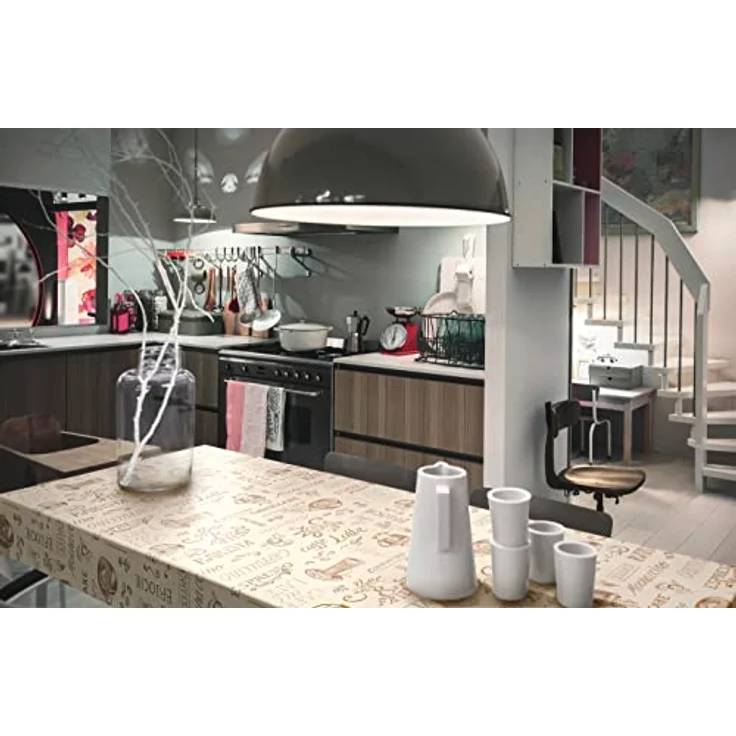 d-c-fix Tischdecke Manhattan Tischbelag Tischtuch Tischwäsche Wachstuch Tisch Küche Esszimmer Schmutzabweisende Beschichtung Lebensmittelecht Ristretto creme 150 cm rund – Bild 2