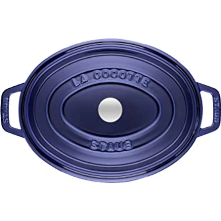 Staub 1103191 Cocotte-Bräter, oval mit Deckel 31 cm, 5,5 L, mit mattschwarzer lierung im Inneren des Topfes, dunkelblau – Bild 4