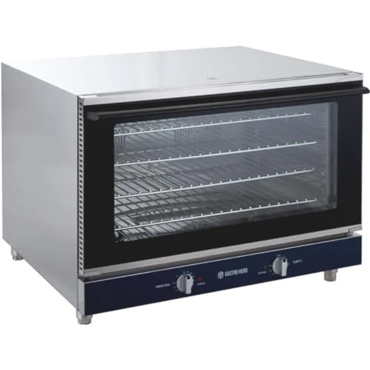 GastroHero Heißluftofen ECO 4x GN 1/1, 400V, Profi-Umluftgerät mit Dauerheizfunktion, Edelstahlgehäuse, Timer