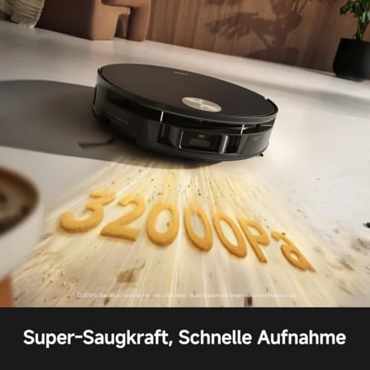 MOVA S70 Ultra Roller, Saugroboter mit 32.000 Pa Saugkraft, HydroForce-Wischen, All-in-One-Station, 100°C Moppwäsche, flach in Schwarz – Bild 5