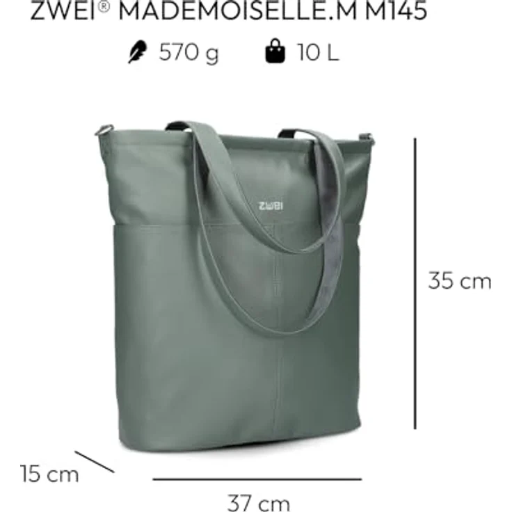Zwei Mademoiselle.M Shopper Tasche, 37 cm, Eucalyptus, 100% Polyurethan, grün – Bild 2