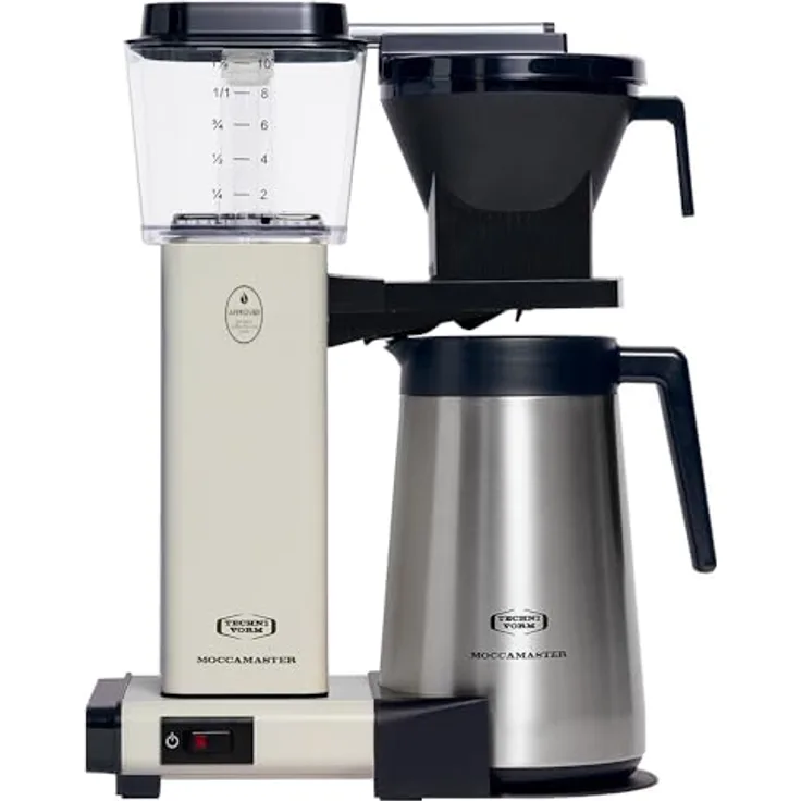 Moccamaster KBGT, Filterkaffeemaschine mit Thermoskanne, Off-White, 1.25L, 6 Minuten Zubereitungszeit