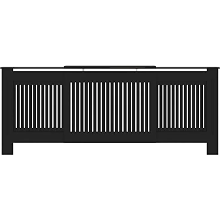 vidaXL Tarik Heizkörperverkleidung, Schwarz, einstellbare Länge 142-205 cm, modernes Lattenrost-Design aus robustem MDF – Bild 4