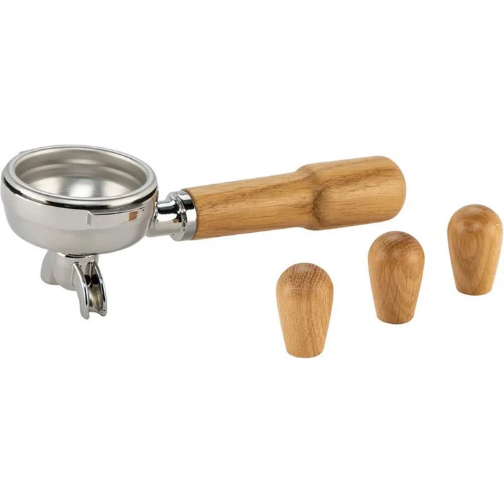 La Pavoni Kaffeebereiter Kit Cellini EVO, Eiche Holzgriffe, silber/braun, 58 mm Filterhalter