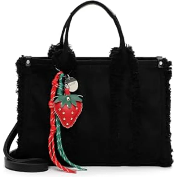 SURI FREY Shopper SFY Kally, mittlerer Damen-Shopper mit Fransen-Applikation und verstellbarem Umhängeriemen, tierfrei hergestellt
