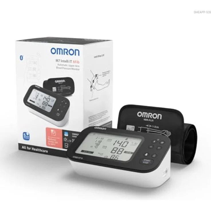 Omron M7 Intelli IT AFib, Blutdruckmessgerät Oberarm mit 360° Intelli Wrap Manschette und AFib-Erkennung – Bild 1