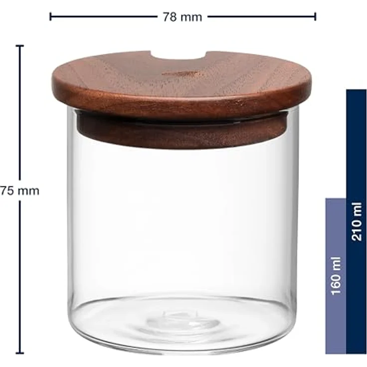 LEONARDO HOME NOVO LEGNO Dosen Set, 2 Stück für Milch und Zucker, klare Glasbehälter mit Holzdeckel, modernes Design, Höhe 7,5 cm – Bild 2