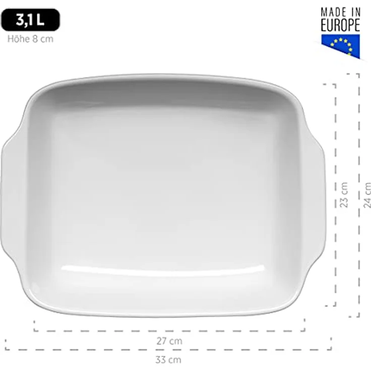 Mäser 931501 Serie Kitchen Time, Auflaufform rechteckig, ideal auch für Lasagne, als Backform und Tiramisu-Form, kratz- und schnittfeste eckige Ofenform, 33 x 24 x 8 cm, Keramik, Grau – Bild 5
