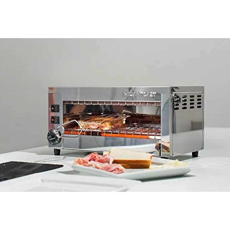MILANTOAST Infrarotgrill/Salamander Toaster mit 3 Zangen, Edelstahl, Temperaturregelung, Zeitschaltuhr – Bild 3