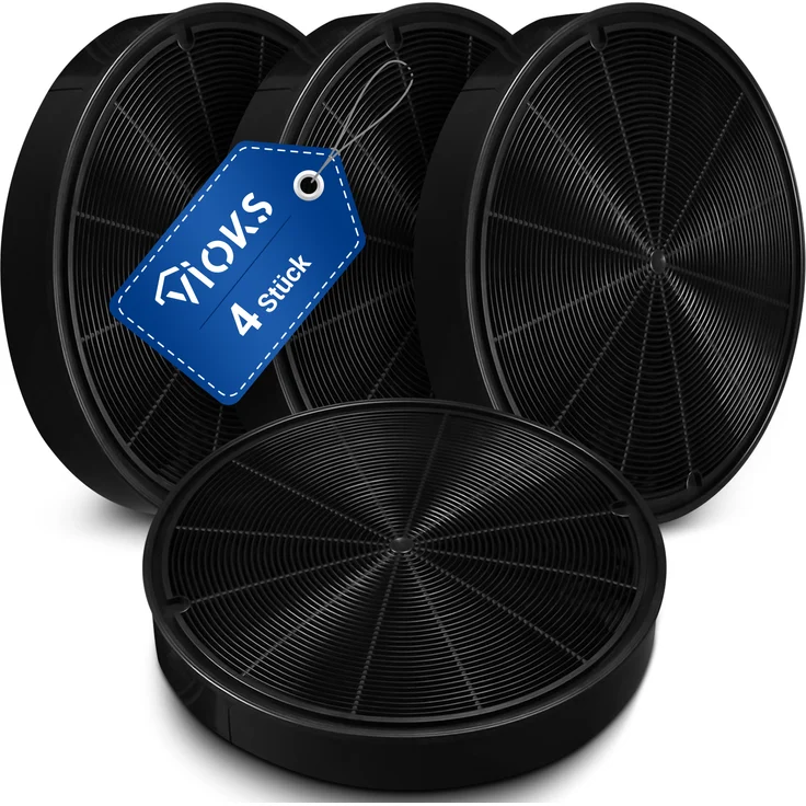VIOKS Aktivkohlefilter Set 4 Stück passend wie Electrolux 902979357/8 für Dunstabzugshaube, kompatibel mit verschiedenen Marken