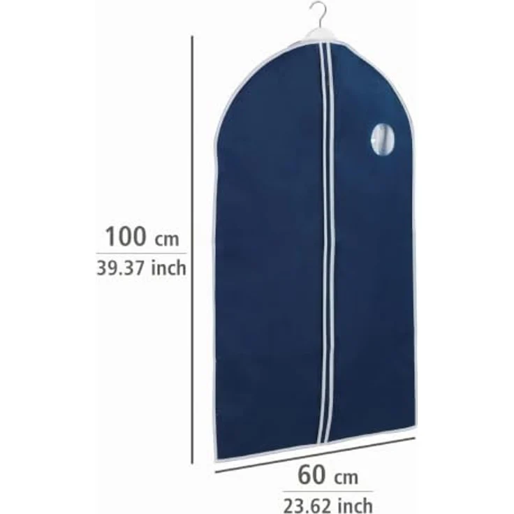 WENKO Kleidersack Air, 60x100 cm, Navy, mit Sichtfenster und Reißverschluss, atmungsaktiv, schützt vor Motten, Staub & Schmutz – Bild 5