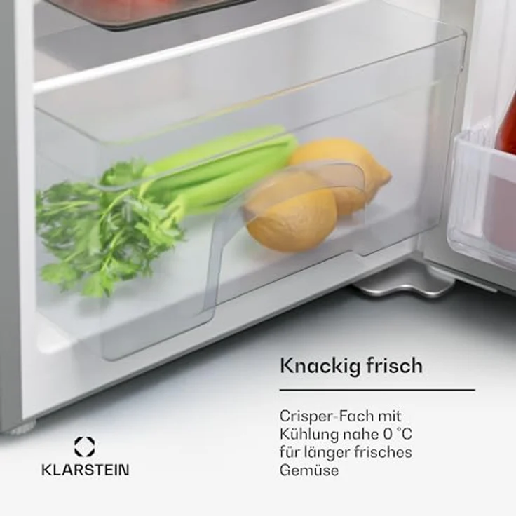 Klarstein Mini Kühlschrank 80 L mit Gefrierfach, LED-Innenbeleuchtung, lautloser Motor - Weiß – Bild 5