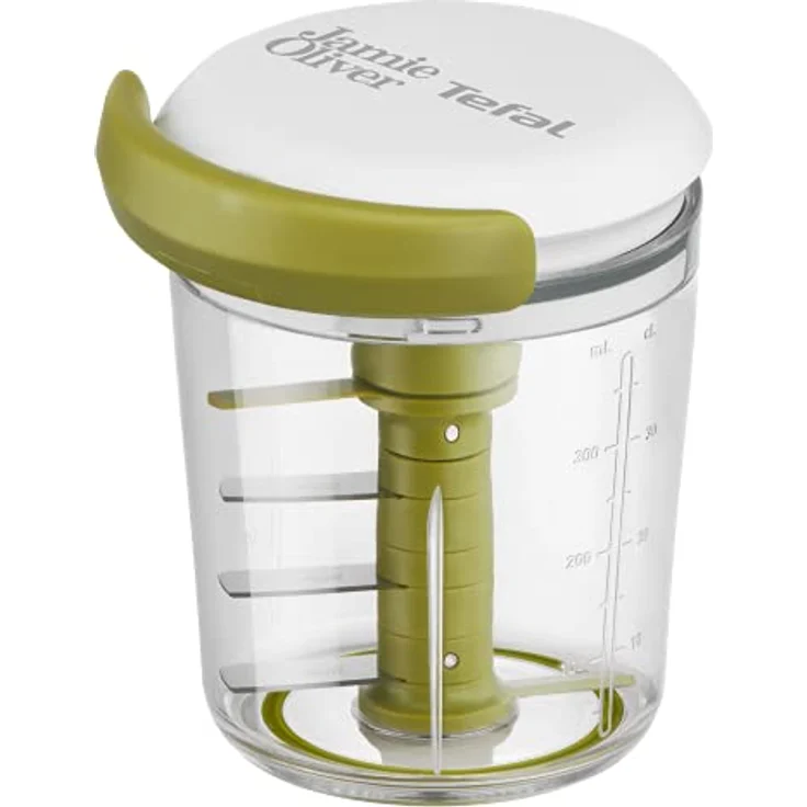Jamie Oliver by Tefal K16441 Jamie Oliver Chop & Shaker | ohne Strom | Fassungsvermögen: 450 ml | Multizerkleinerer | Universalzerkleinerer für Gemüse, Obst, Zwiebeln, Nüsse, Knoblauch | weiß/grün – Bild 1