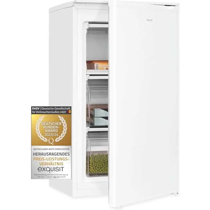 Exquisit Gefrierschrank GS111-041E weiss | Nutzinhalt: 60 L | Wechselbarer Türanschlag | Temperaturregelung | Standgerät – Bild 1