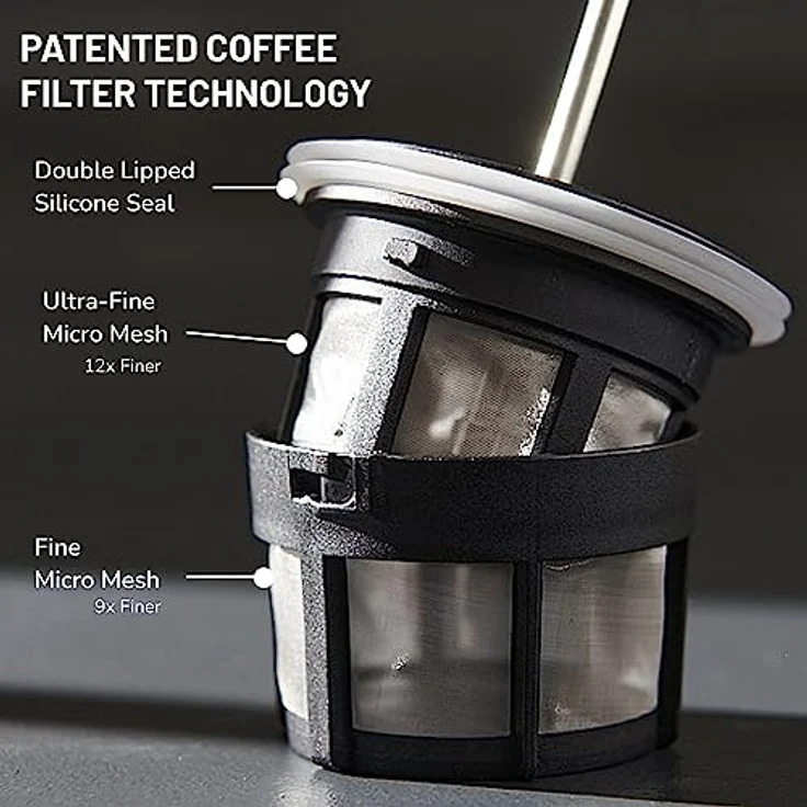 ESPRO Reise French Press Ultralight, Mini Coffee Maker mit Thermo-Funktion, 475ml, grau – Bild 2
