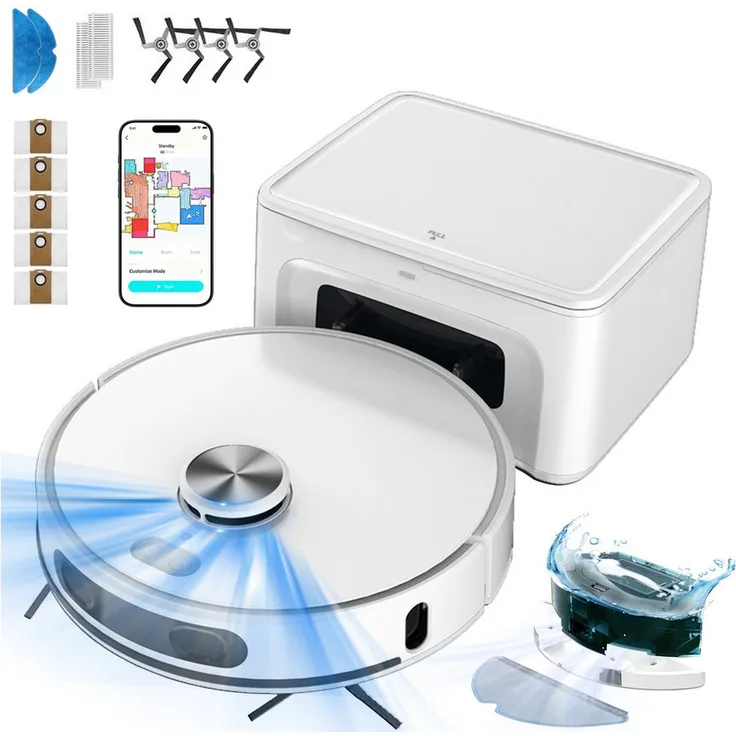 Ruzava Y680 Saugroboter, 4-in-1 mit 8800 Pa Saugkraft, Wischfunktion und HEPA-Filter, mit Beutel