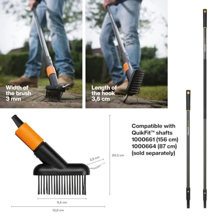 Fiskars QuikFit Fugenbürste 1000657, Stahlborsten zur effektiven Reinigung von Fugen und Mauerkanten, leicht und stabil aus glasfaserverstärktem Kunststoff – Bild 3