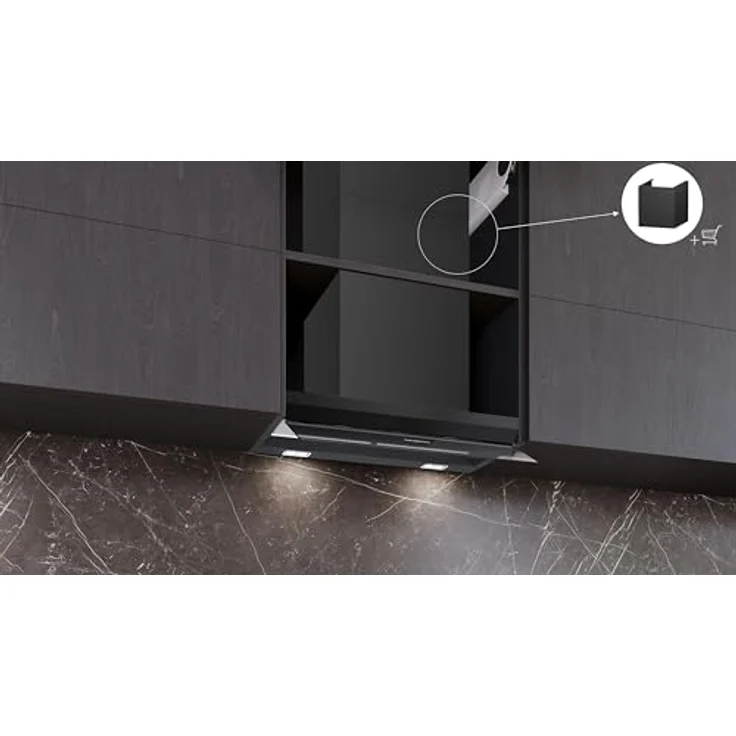 Siemens LJ67BDP60, iQ500 Integrierte Designhaube, 60 cm, Klarglas schwarz bedruckt, mattschwarz, mit Home Connect und dimmbarer LED-Beleuchtung – Bild 5