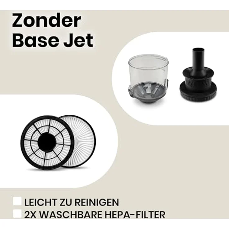Zeegma Zonder Base Jet Staubsauger beutellos mit Set von Aufsätzen Zyklontechnologie PowerSuction Au – Bild 4