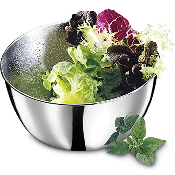Küchenprofi Salatschleuder, Schwarz, Silber, rostfreier Edelstahl, 3,25 L/Ø 24 cm mit Seilzug, Sieb und Basisplatte, für Salat, Kräuter und Beeren, Salatschüssel mit Deckel – Bild 3