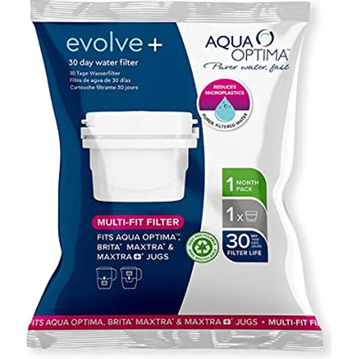 Aqua Optima Single Life Evolve Filter Karaffe Wasser 30 Tage Weiß, Nachhaltige Herstellung, geringeres CO2, Reduzierung von gasförmigen Schadstoffen in die Atmosphäre, Garantierte Sicherheit – Bild 3