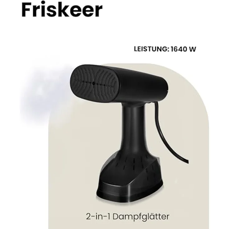 ZEEGMA FRISKEER 2-in-1 tragbarer Dampfglätter, Steamer, 1640 W, 380 ml, 25 g/Min, schnelles Aufheizen, stoffsicher, inklusive Zubehör – Bild 2