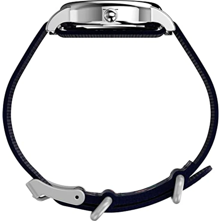 Timex Casual Watch TW2V45900, Analoguhr mit 31 mm silbernem Gehäuse und blauem Textilband, Indiglo Licht, wasserdicht bis 3 bar – Bild 2