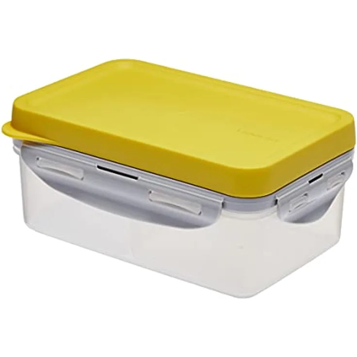 Lock & Lock to-GO Lunch Box – Brotdose mit 3 Fächern - aus hochwertigem, transparentem Kunststoff, bpa-frei – auslaufsicher – rechteckig, 1 Liter, gelb