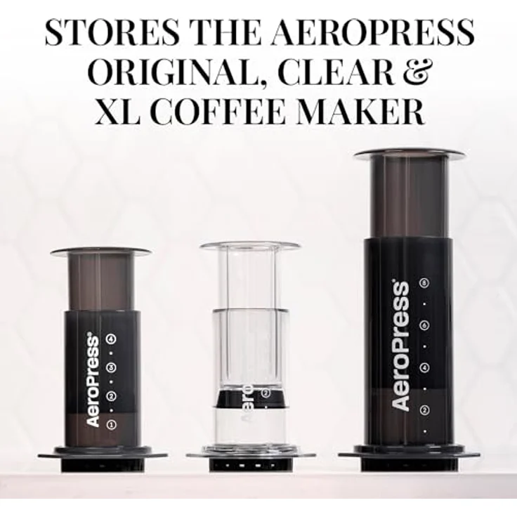 AeroPress Organizer Ständer, kompakte Aufbewahrung für Original, Clear, XL Kaffeemaschinen & Zubehör – rutschfester Stand, Schwarz – Bild 3