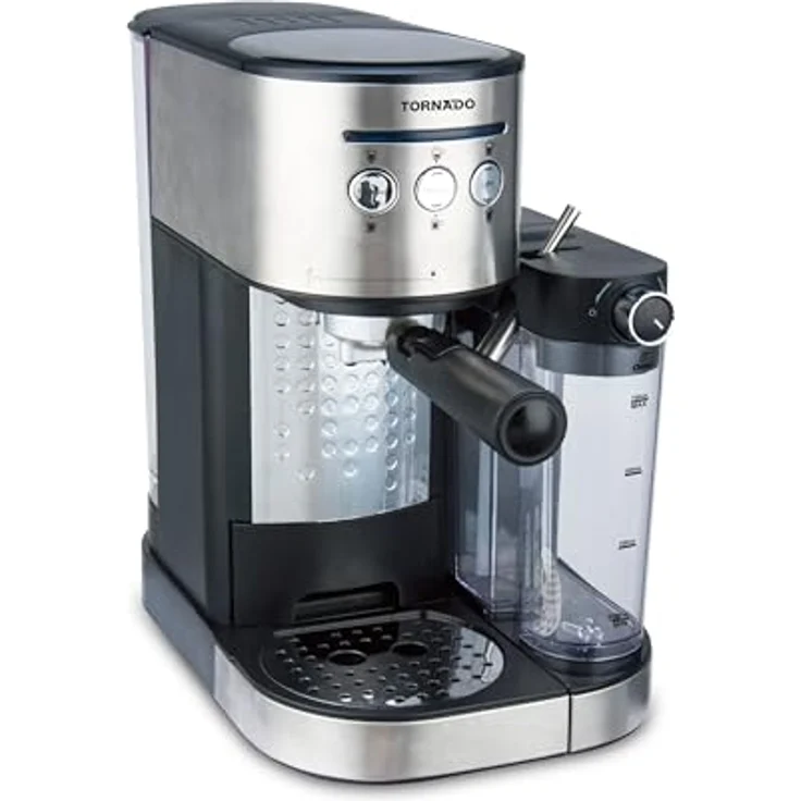 Tornado TCM-14125 Siebträger-Espressomaschine mit 15 Bar Pumpendruck, Edelstahl-Design und 1,2-Liter Wassertank – Bild 1