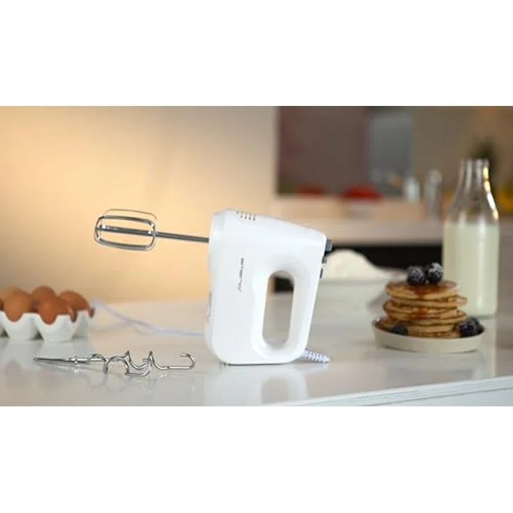 Emerio Handmixer EMERIO HM-124178, 250 W, 6 Geschwindigkeiten, Weiß, mit Auswurftaste und Edelstahlknethaken – Bild 4
