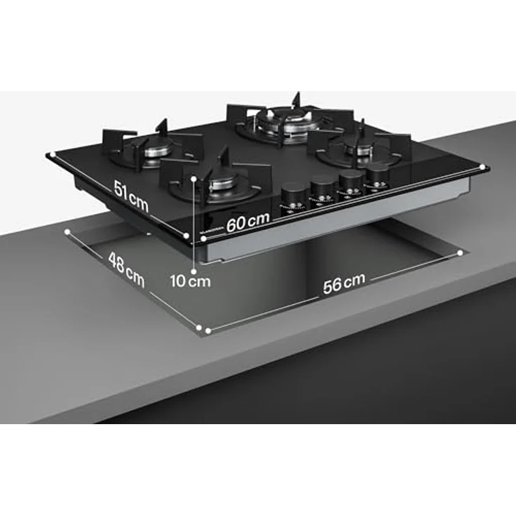 Klarstein Velaire PG6041BG-A1CB, Gas-Kochfeld mit 4 Brennern, elektrischer Zündung und 8000 W Leistung, Aluminium – Bild 7