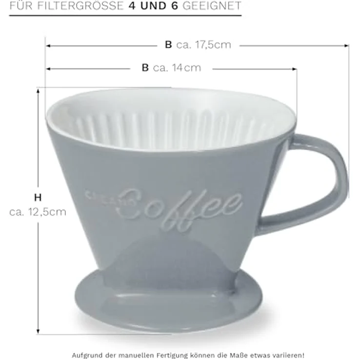 Creano Handfilter, Porzellan, Zubehör für Filtertüten 2 und 4 – Bild 4