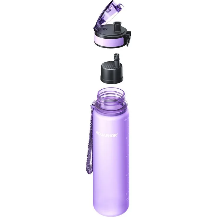 AQUAPHOR CITY Trinkflasche mit Wasserfilter, 500ml, Aktivkohlefilter, Tritan & BPA-frei, lavendel