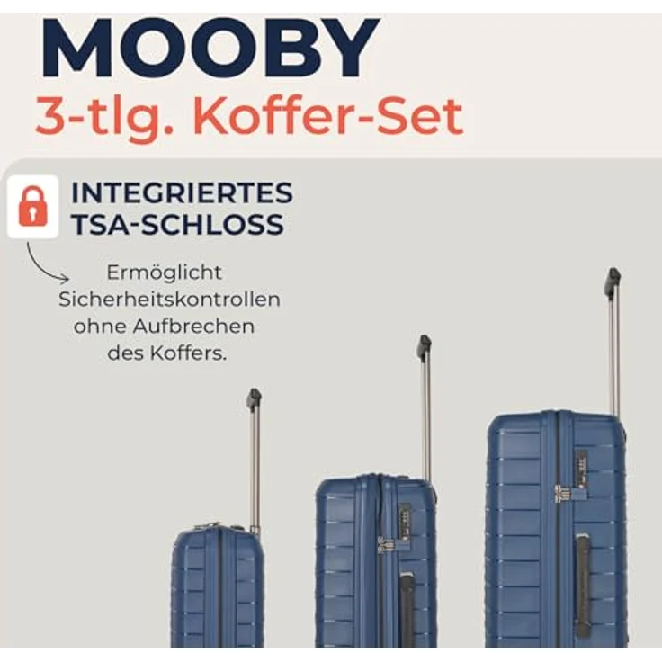 Travelite Koffer Set MOOBY 3-teilig, Hartschale aus recyceltem Material, S/M/L (55/66/77 cm), mit 4 Doppelrollen & TSA-Schlössern – Bild 2