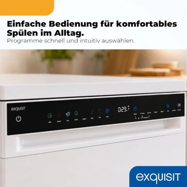 Exquisit GSP59316-450C Geschirrspüler, 16 Maßgedecke, Energieklasse C, 8 Spülprogramme, Aquastop, Innenbeleuchtung, Unterbaufähig, Weiß – Bild 4