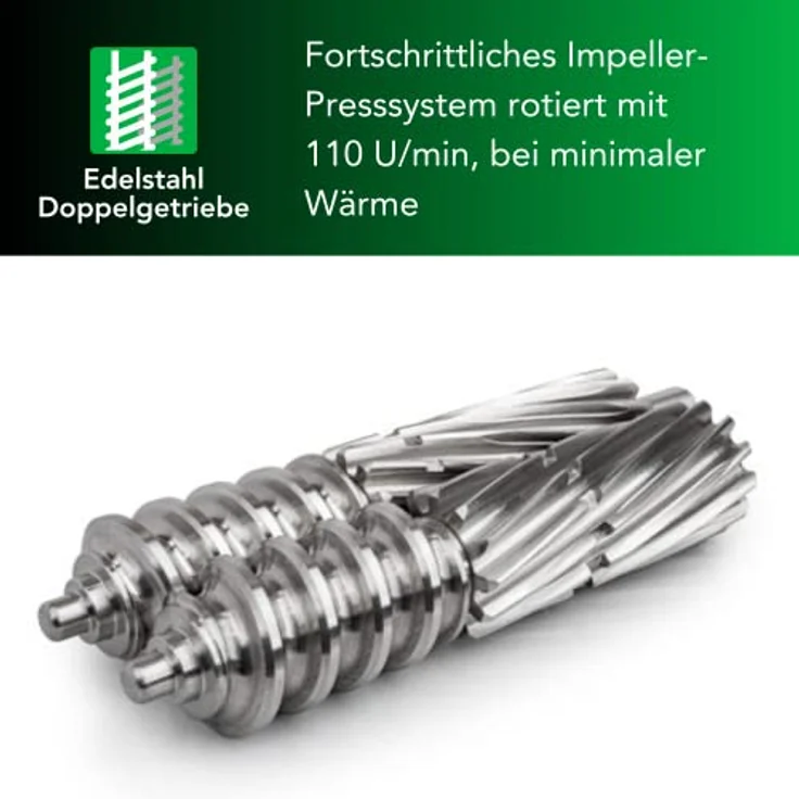 Tribest Greenstar Pro Entsafter Slow Juicer (Grau) – 200W Saftpresse elektrisch mit Keramikschnecke – Saftmaschine für Obst und Gemüse – Bild 3