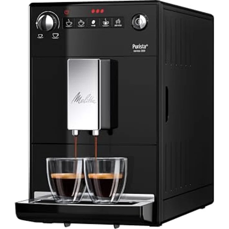Melitta Purista F 230-102 Kaffeevollautomat mit flüsterleisem Kegelmahlwerk (Direktwahltaste, 2-Tassen Funktion, 20 cm Breite, entnehmbare Brühgruppe) schwarz – Bild 2