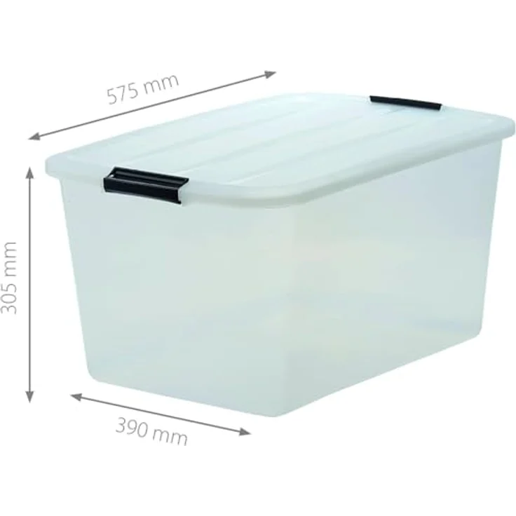 IRIS 2er-Set stapelbare Aufbewahrungsboxen 'Top Box', mit Deckel und Klickverschluss, 45 Liter, Kunststoff - Plastik, transparent – Bild 3