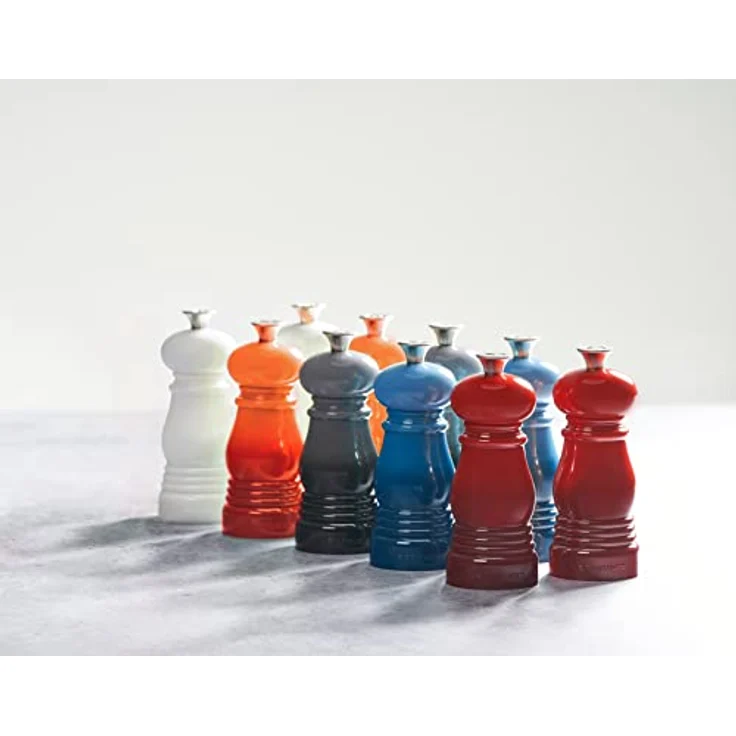 Le Creuset Kleines Mühlenset, Salz- und Pfeffermühle, ABS-Kunststoff, Je 5 x 5 x 12,1 cm, Keramik-Mahlwerk, Ofenrot – Bild 3