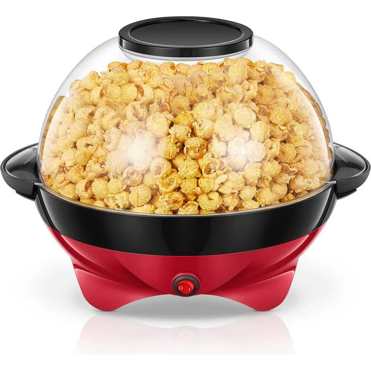 FOHERE Popcornmaschine 5.5L, automatisches Rühren, 180°-Drehfunktion, rot