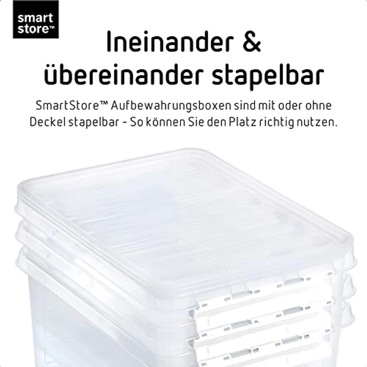 SmartStore Kleine Aufbewahrungsbox 3,5L–Einzelbox mit Einsatz, Deckel und Clipverschluss–transparente und stapelbare Plastik Boxen–Kunststoff BPA-frei und lebensmittelecht–38x14x11cm-10 Jahre Garantie – Bild 3