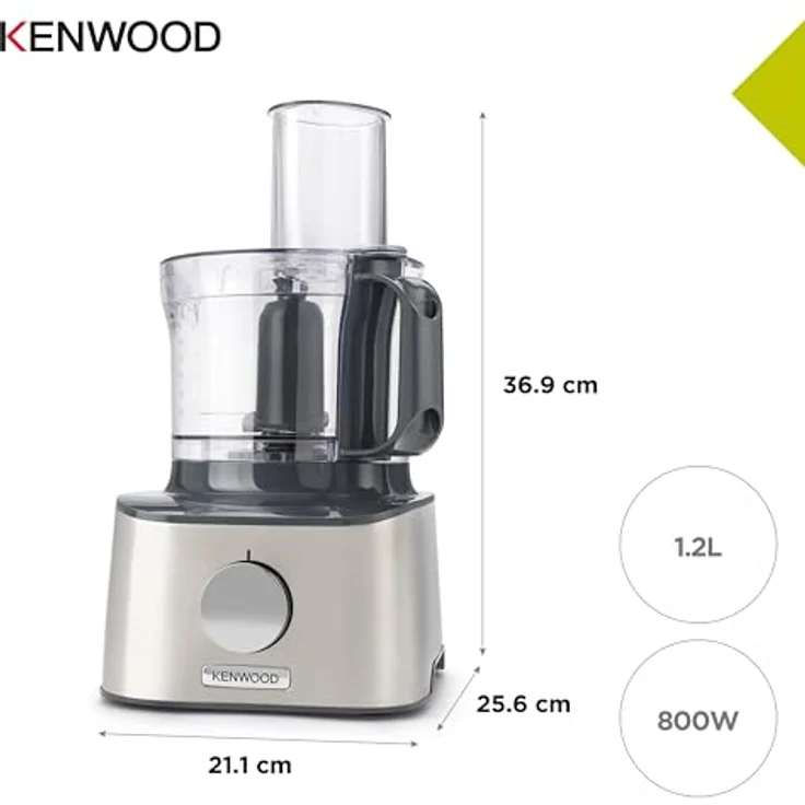 Kenwood FDM304SS MultiPro Compact Foodprozessor mit Direktantrieb, 800W, 2,1L, silber – Bild 8
