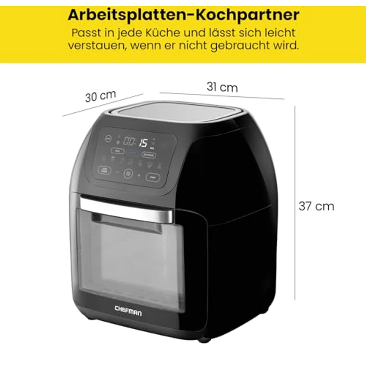 Chefman Rotisserie Air Fryer Dehydrator, Convection Oven, 8 Touch Screen Presets Fry, Roast, Dehydrate & Bake, BPA-Free, Auto Shutoff, Accessories Included, XL Family Size – Bild 11